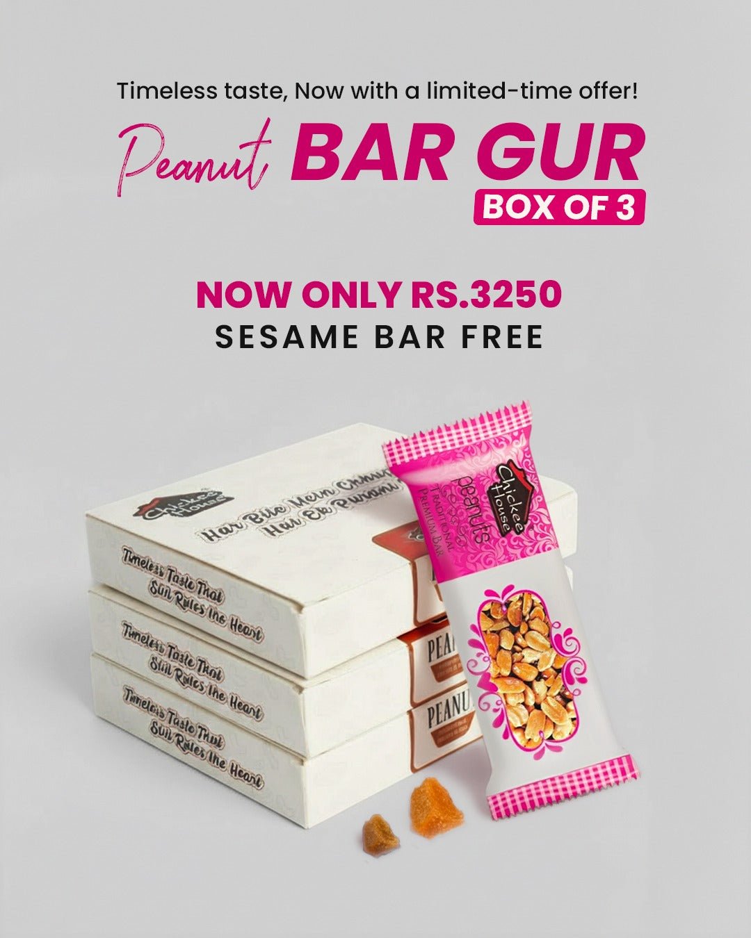 Gur Peanut Chickee Bar Box (Pack of 3)
